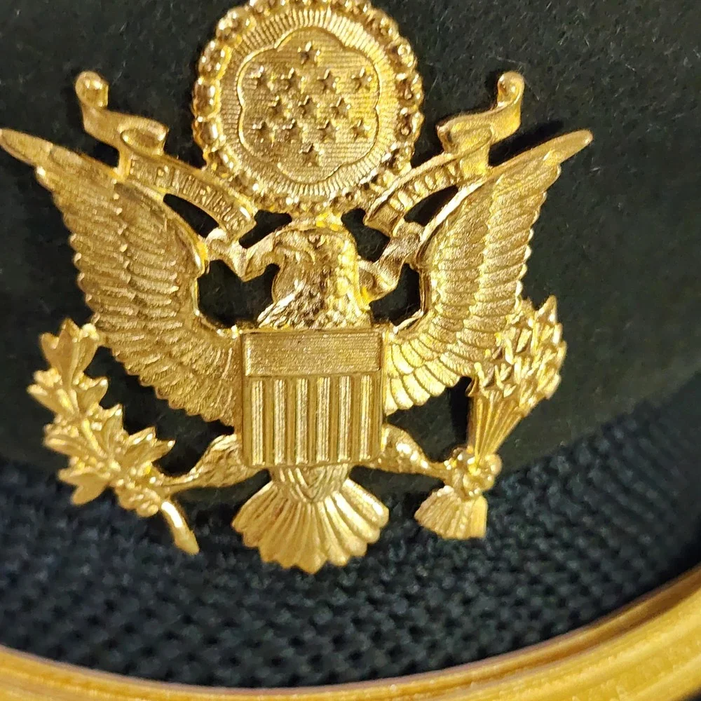 VTG Art Caps New York Military Service Cap Green Wool Gold Bullion Visor Vietnam